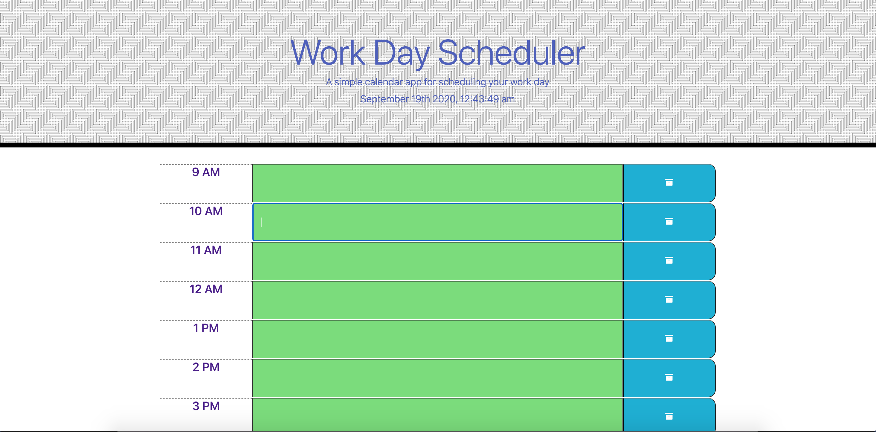 Work Day Scheduler